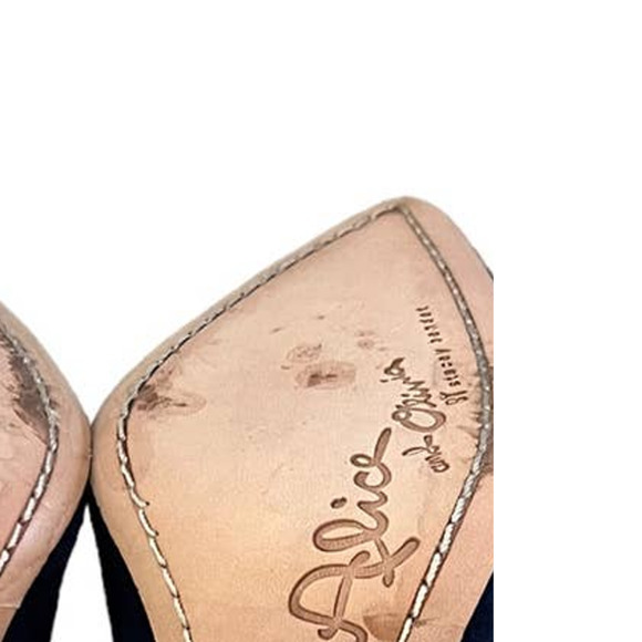 Alice + Olivia Blue Suede Heels with‎ Ribbon Ties Size 6.5/37 - Picture 8 of 9